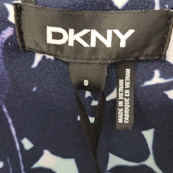 DKNY Floral fit and flare Sleeveless Dress Light Blue 8 - Picture 4 of 7